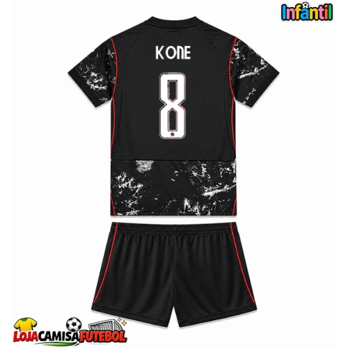 Camisa de Futebol Canadá Ismael Kone #8 Equipamento Secundário Infantil Mundo 2026 Manga Curta (+ Calças curtas)